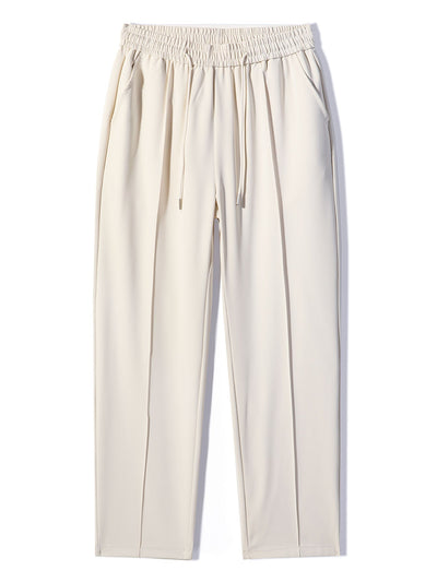 Spodnie proste z pojedynczym zakładką i sznurkiem