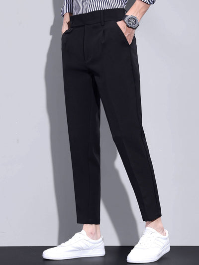 Slim Fit Tapered Cropped Trousers