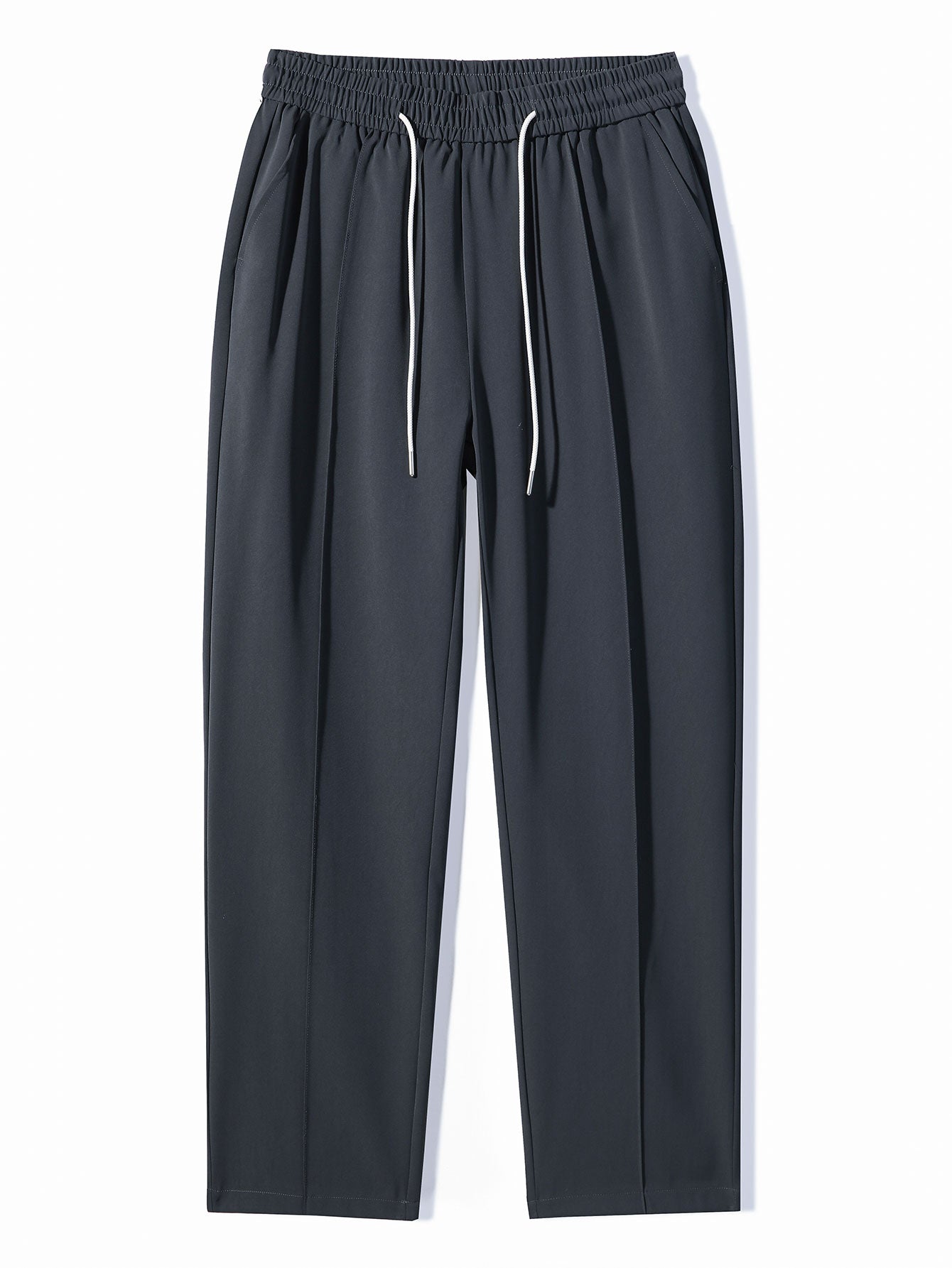 Spodnie proste z pojedynczym zakładką i sznurkiem