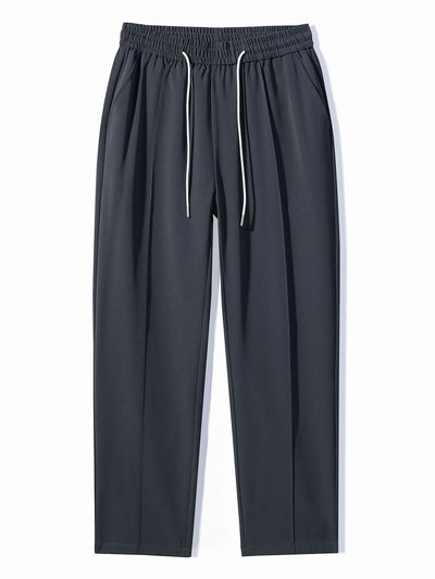 Spodnie proste z pojedynczym zakładką i sznurkiem