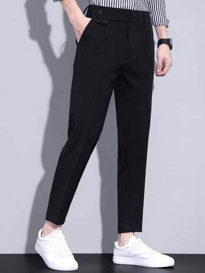 Slim Fit Tapered Cropped Trousers
