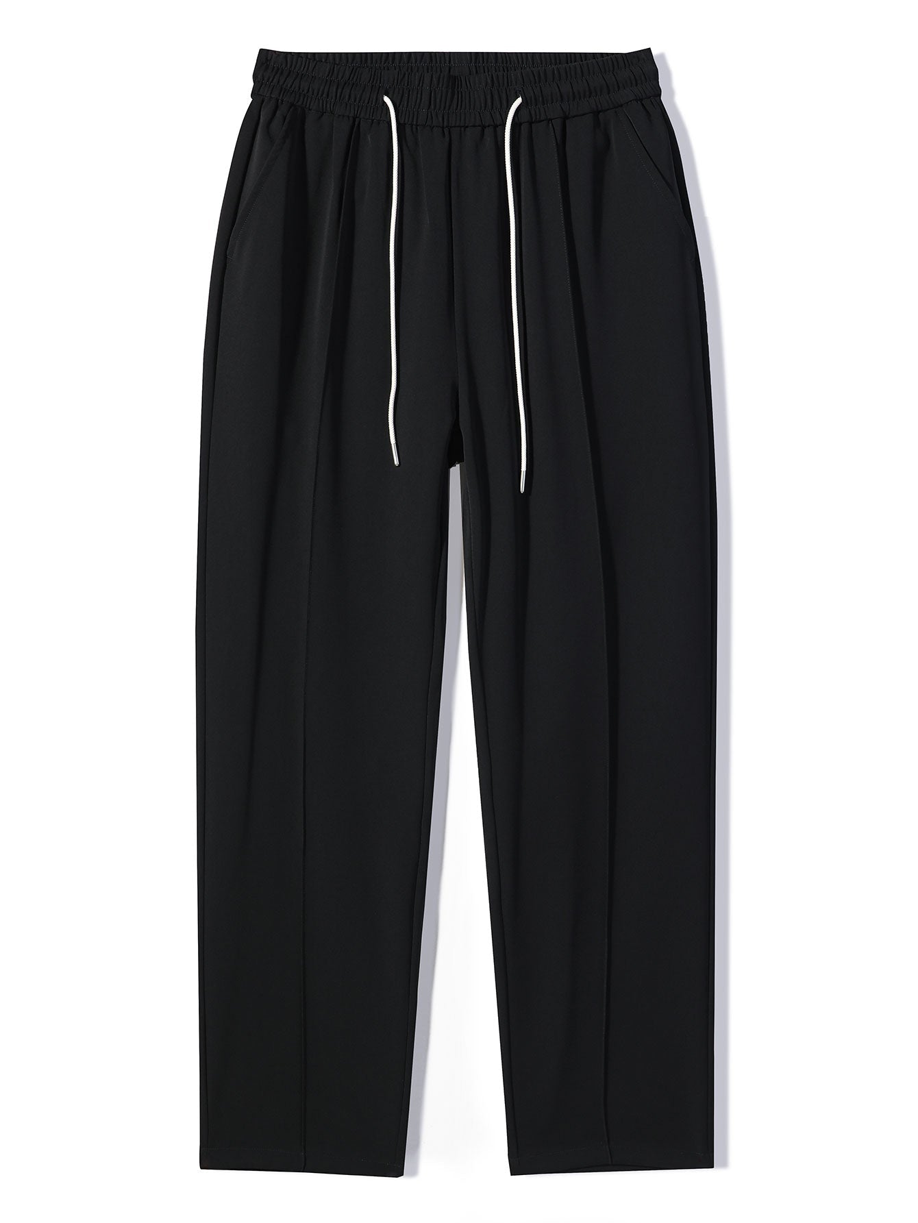 Spodnie proste z pojedynczym zakładką i sznurkiem