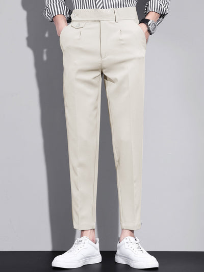 Slim Fit Tapered Cropped Trousers