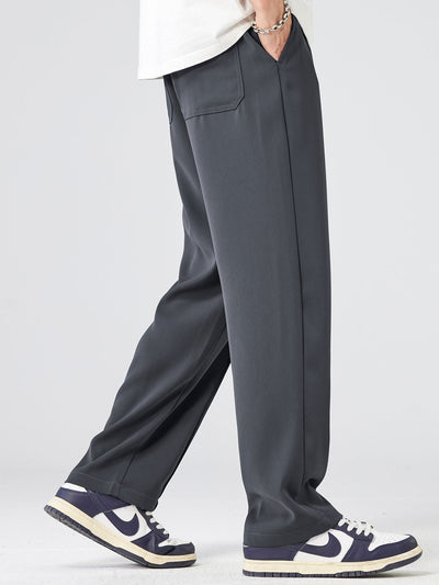 Spodnie proste z pojedynczym zakładką i sznurkiem