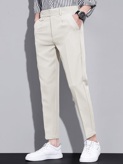 Slim Fit Tapered Cropped Trousers