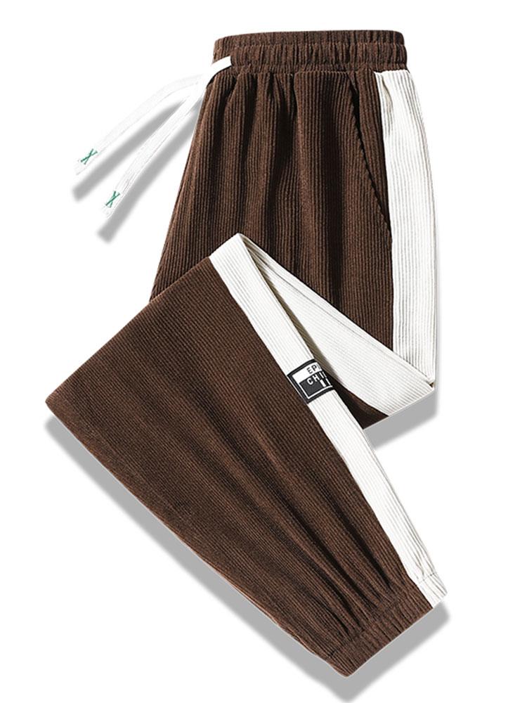 Spodnie dresowe z paskiem po bokach z korduroy