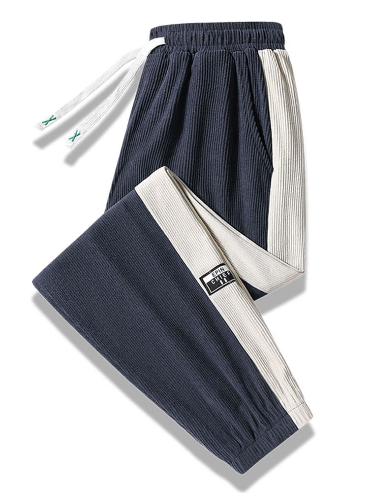 Spodnie dresowe z paskiem po bokach z korduroy