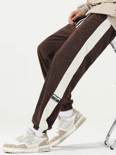 Spodnie dresowe z paskiem po bokach z korduroy