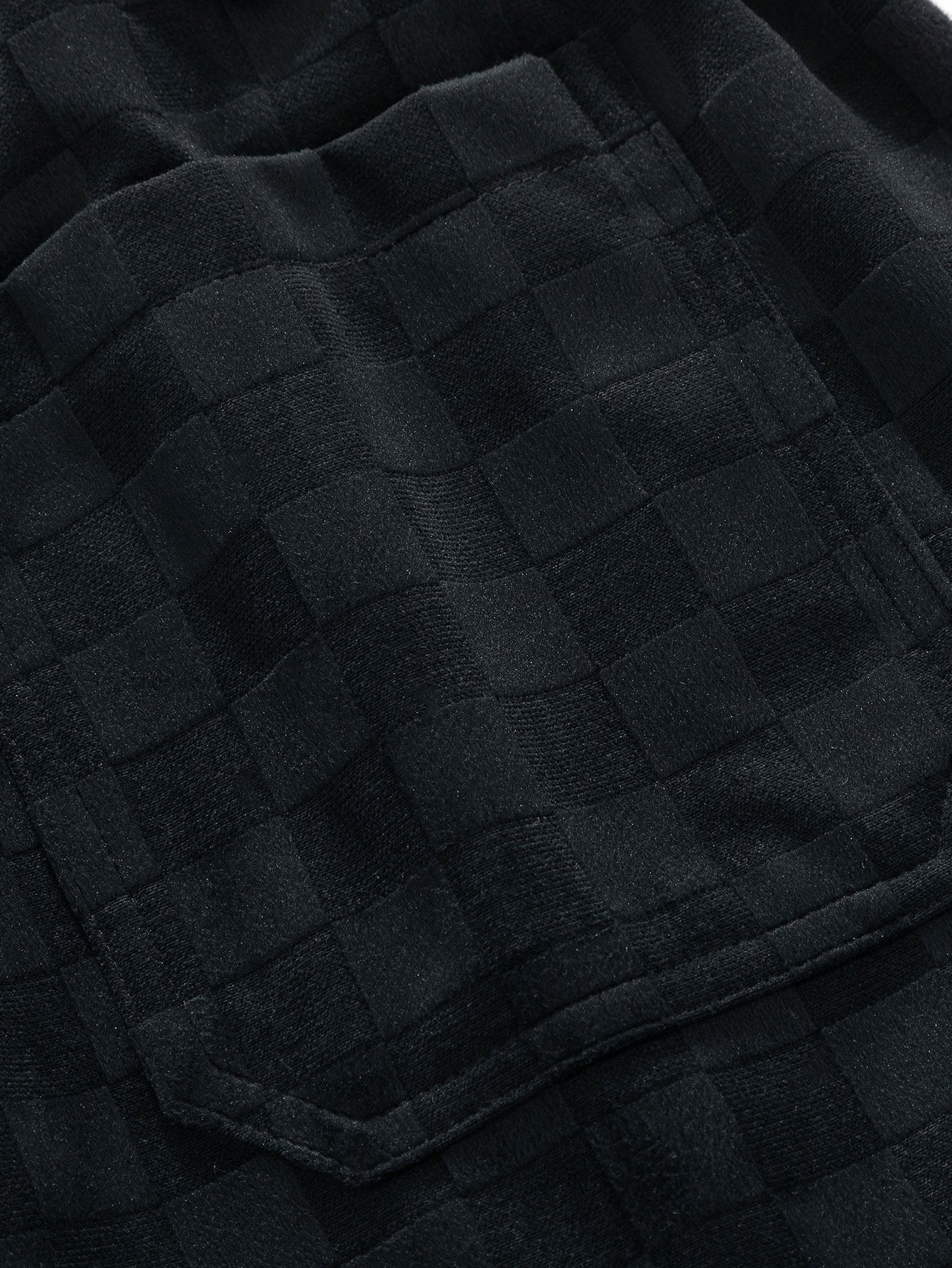 Spodnie Proste z Wzorem Szachownicy