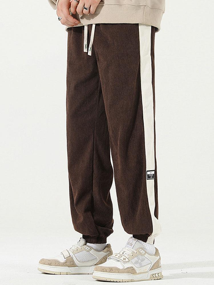 Spodnie dresowe z paskiem po bokach z korduroy