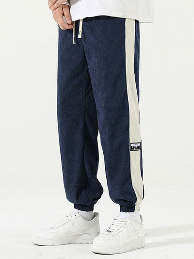 Spodnie dresowe z paskiem po bokach z korduroy