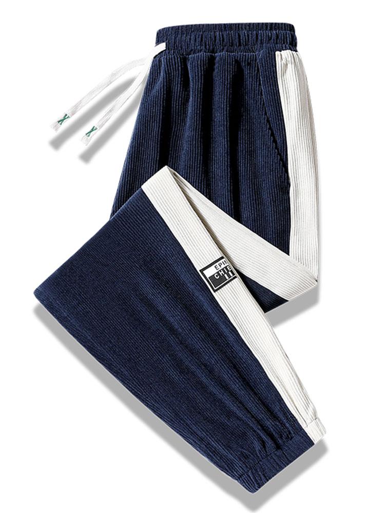 Spodnie dresowe z paskiem po bokach z korduroy