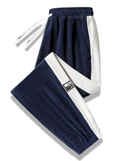 Spodnie dresowe z paskiem po bokach z korduroy