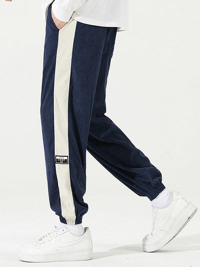 Spodnie dresowe z paskiem po bokach z korduroy