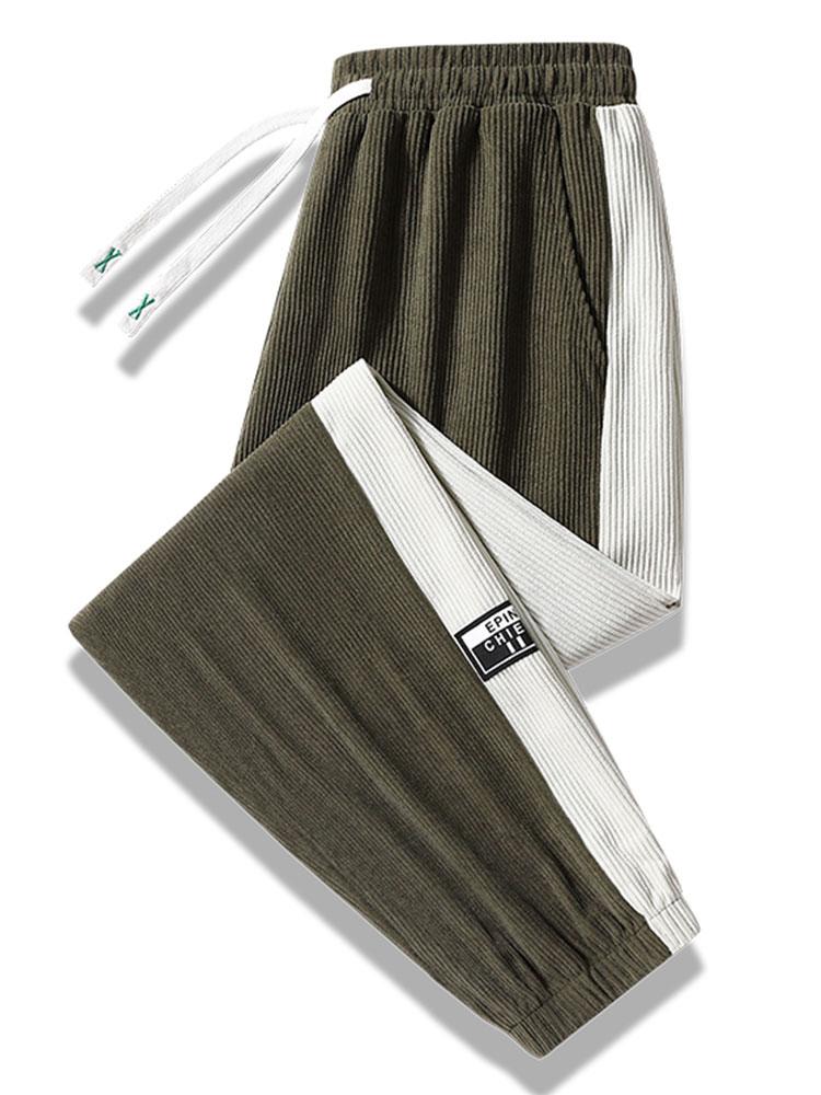 Spodnie dresowe z paskiem po bokach z korduroy