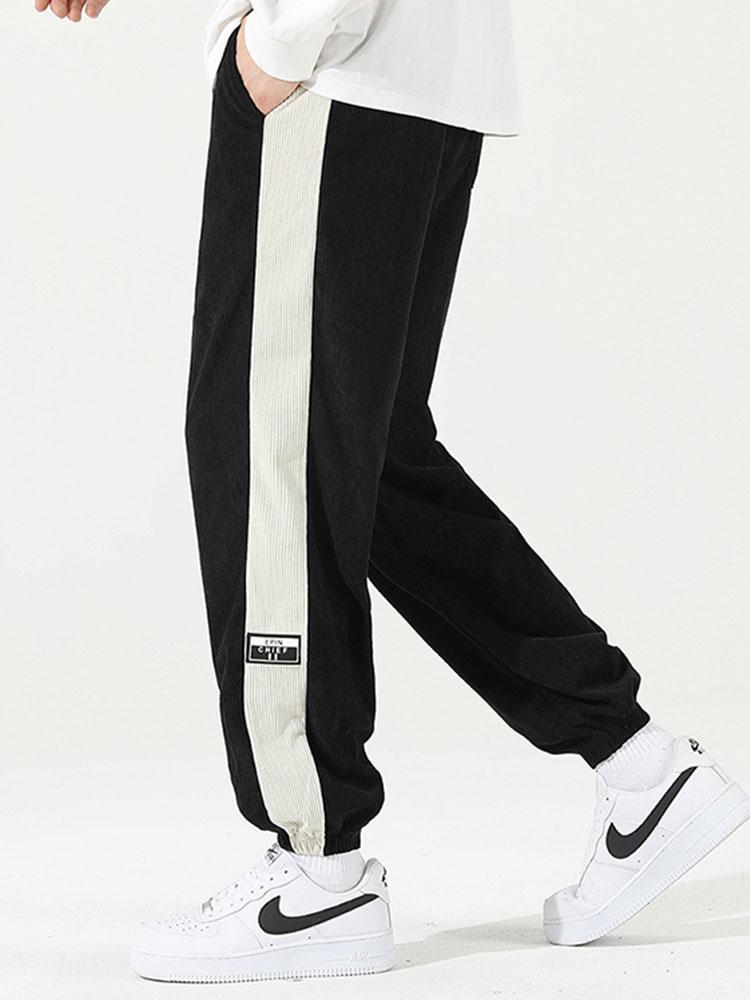 Spodnie dresowe z paskiem po bokach z korduroy