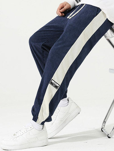 Spodnie dresowe z paskiem po bokach z korduroy